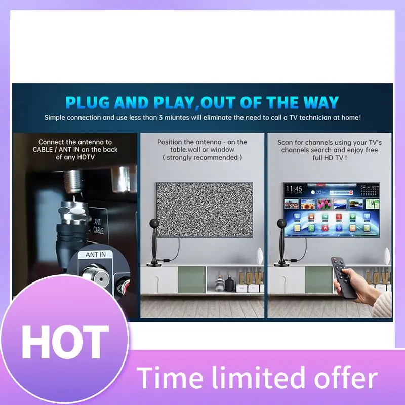 

B68A Versatile Digital TV Antenna, 4K/1080P HD, Indoor/Outdoor, Omni-Directional With Amplifier, Extends Up To 120+ Miles