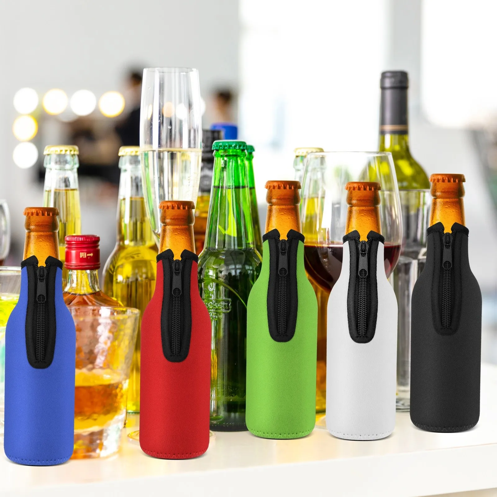 

Beer Bottle Cooler With Zipper Thick Wine Bottle Covers Whisky Protective Sleeve Reusable Wrap Gift Package Wine Bags for Party