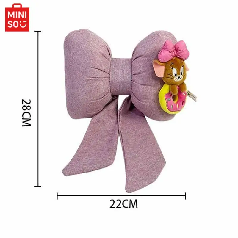 Miniso Kawaii decoración para reposacabezas de coche, Tom y Jerry, dibujos animados de Anime, lindo Lazo, almohada para el cuello, Gato y ratón, accesorios para coche, regalos para niñas