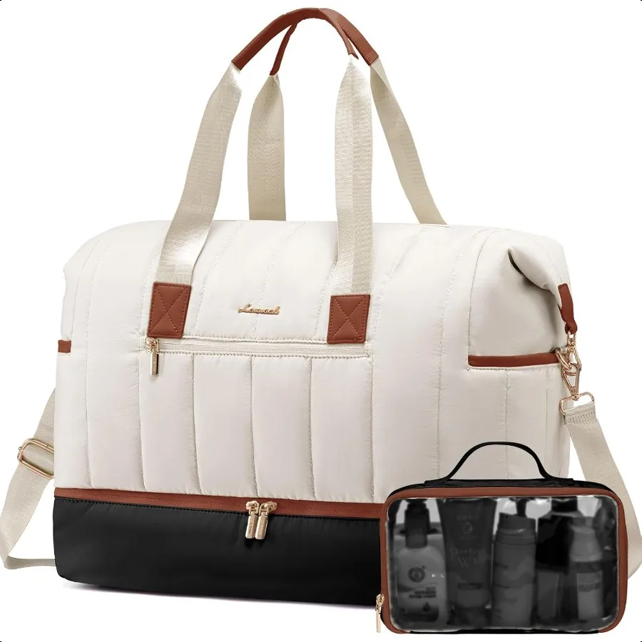 

Travel Duffle BagPuffer Weekender Bags For Women with Shoe Compartment 42L Carry On Duffel Bags For Airplanes Hospital Bag for