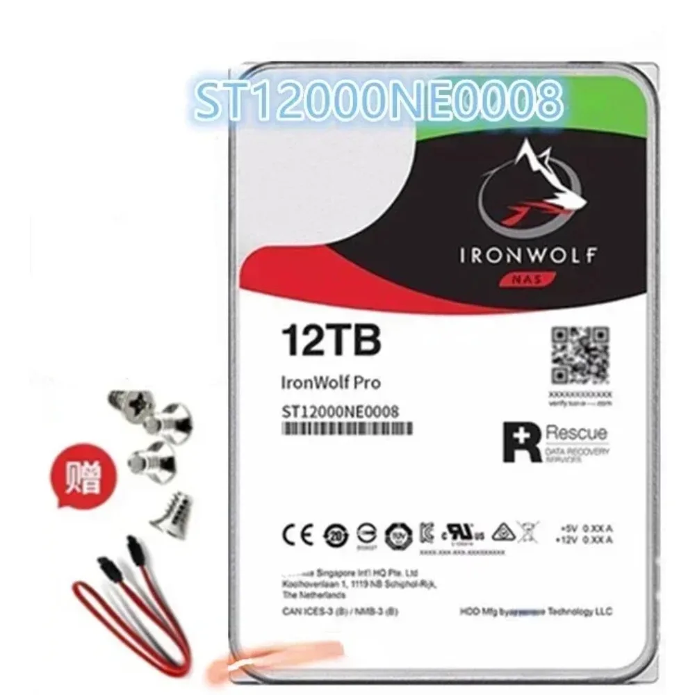 Seagate IronWolf Pro 12TB 7200RPM SATA 6Gb/s 3.5 Polegadas NAS HDD ST12000NE0008 Para Servidor de Armazenamento RAID