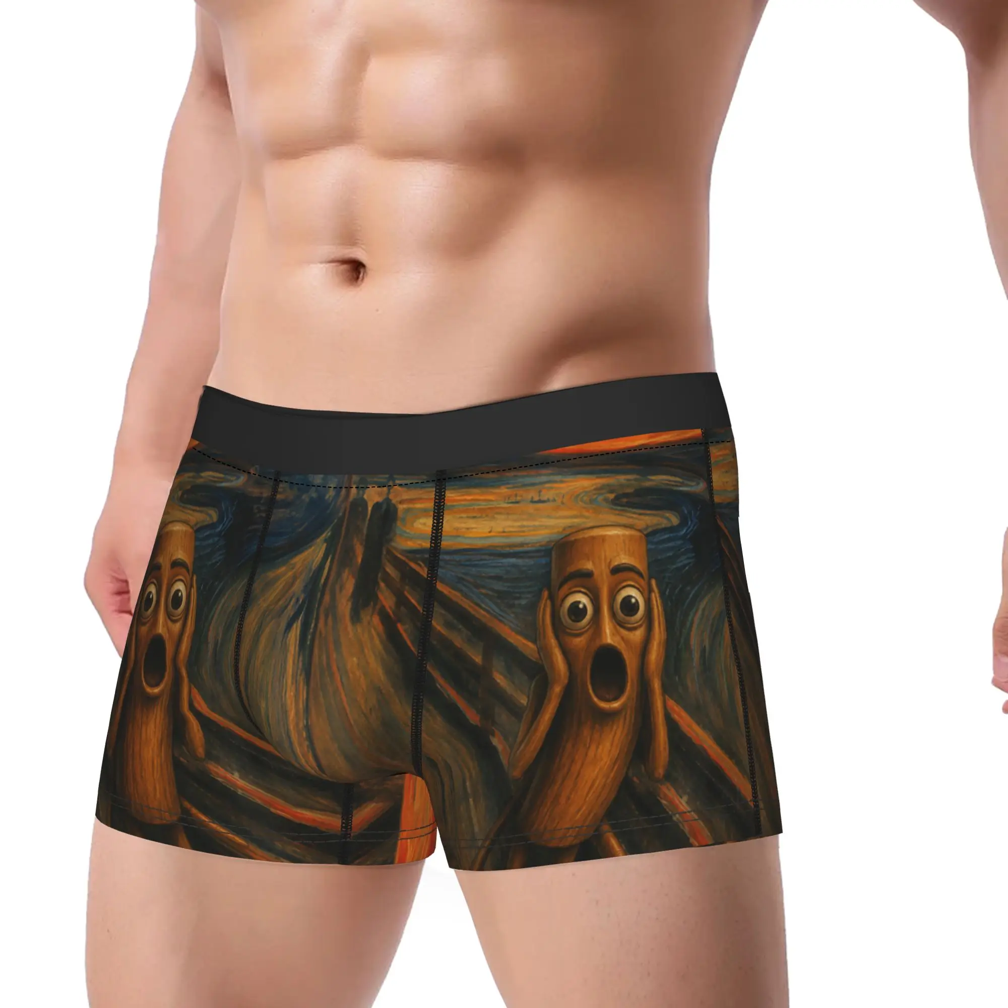 Tung Tung Tung Sahur The Scream Munch Parody Funny Meme Dank Boxer Brief  Underwear Trenky Men Breathable Trunk Custom Panties
