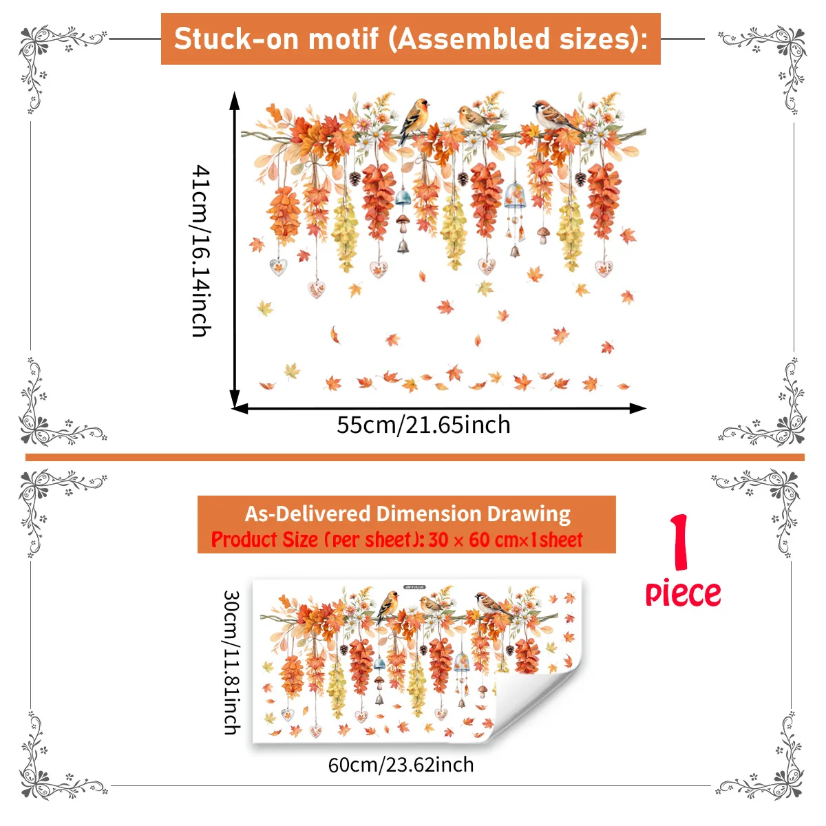 Autumn-Themed Reusable Window Clings for Residential and Commercial Use Double-Sided PVC Static Decals for Smooth Glass Surfaces