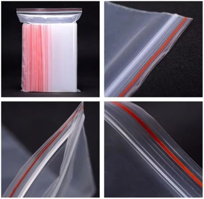 100PCS Thicken Self sealing Bags Clear Plastic Storage Bag for Small Jewelry Food Packing Reclosable Zip Sealing Pouch Wholesale