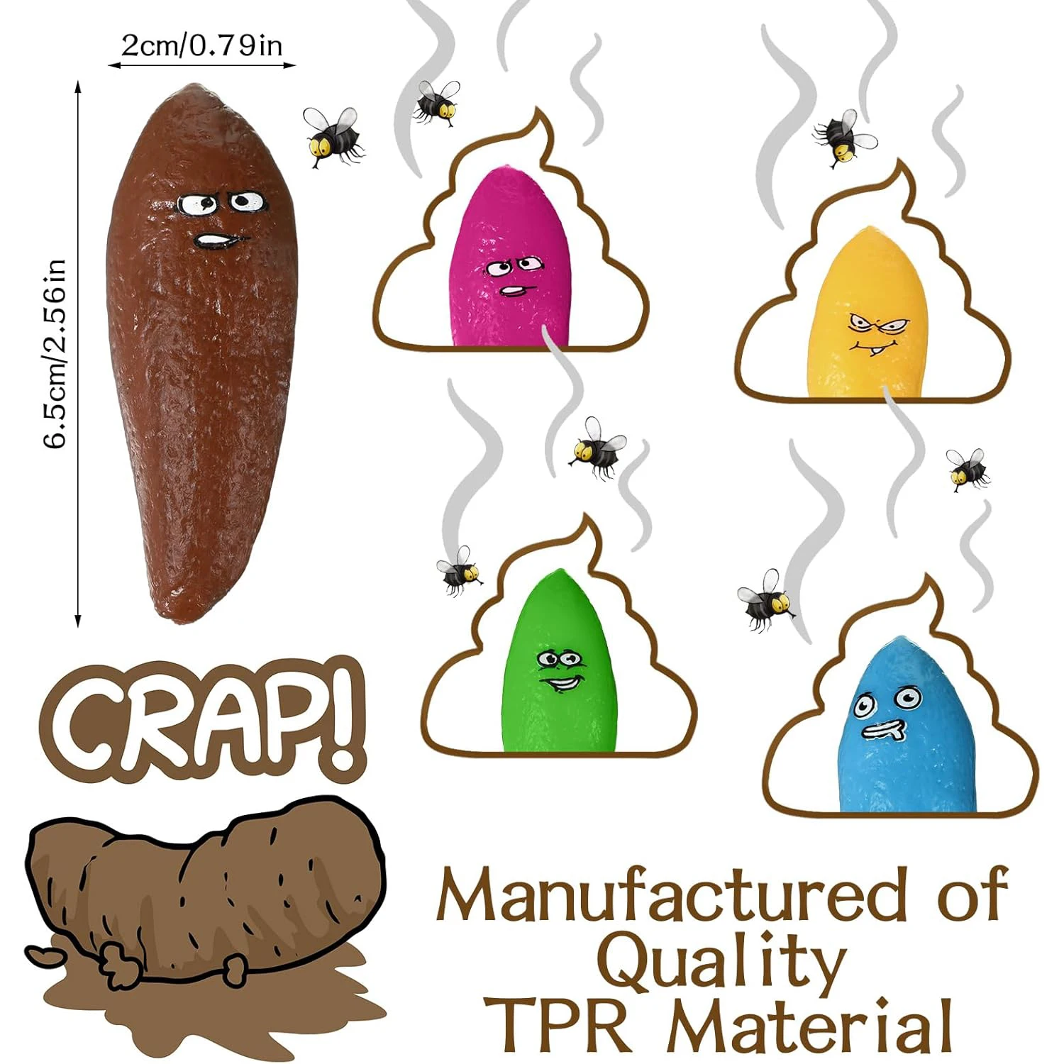 Finger bounce poop creative TPR soft rubber parody prank April fool's Day wall sticking prank decompression toy