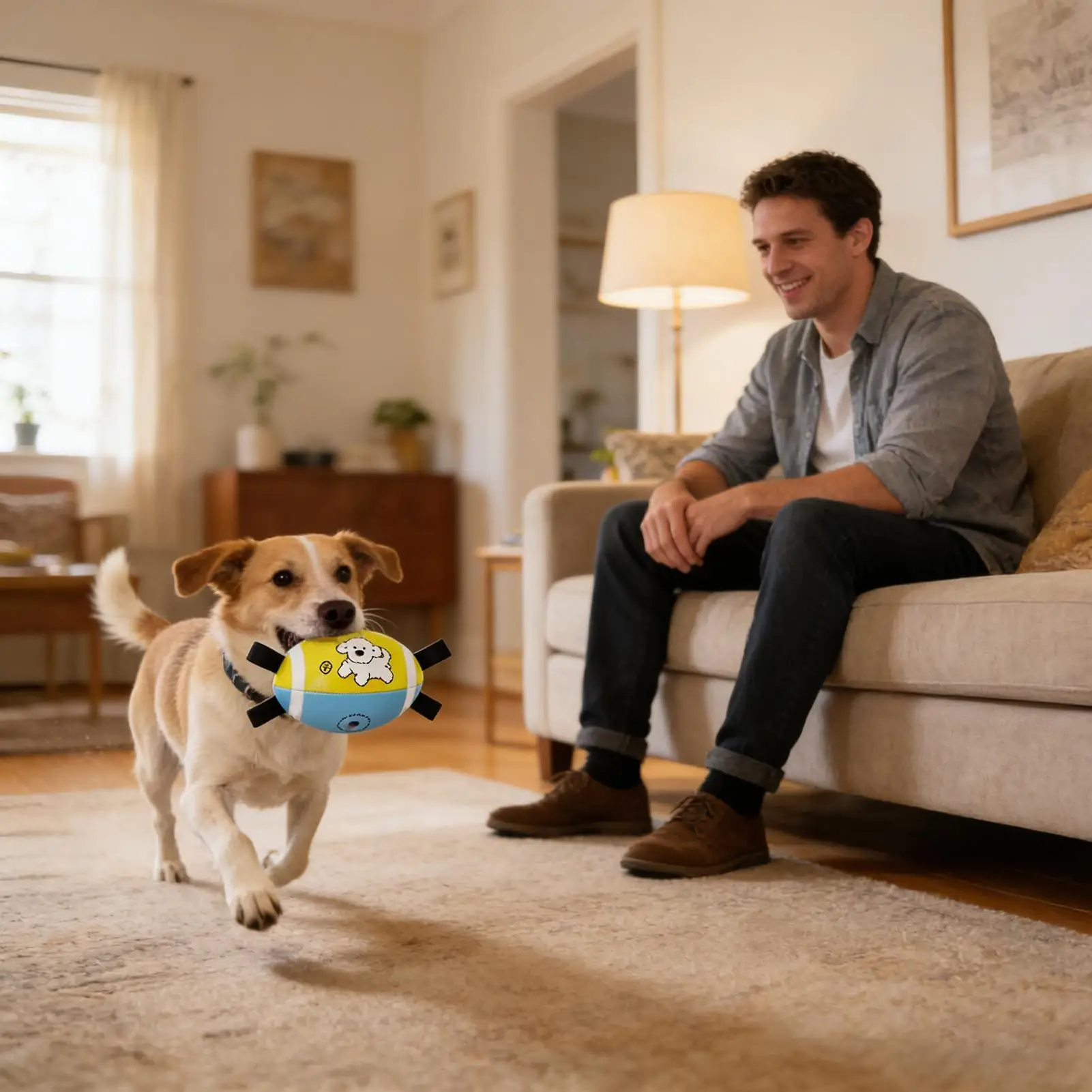 Dog Football Toy PU Leather Ball Teether With Straps Interactive Dog Balls For Small Medium Large Breed Puppy Gum Health