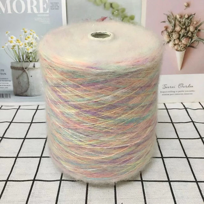 500g/pcs Gradient Mohair Yarn for Knitting Sweater Scarf Hat Coat Handicraft Diy Soft Comfortable Fluffy Segment Dyeing Thread