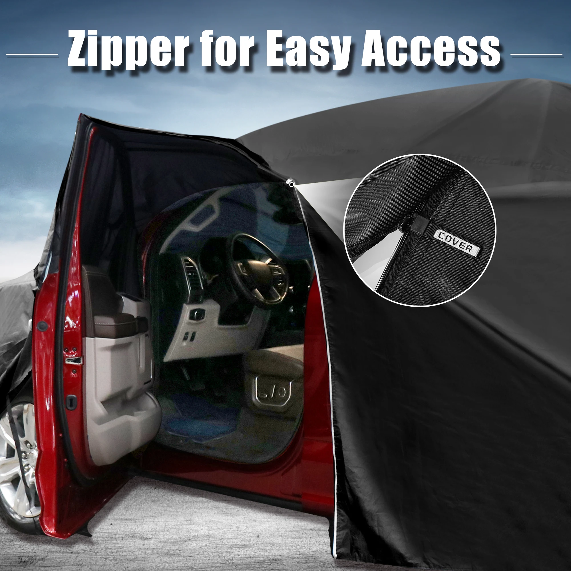 X Autohaux Car Cover for Smart Fortwo 2007-2023 210D-PU Oxford Outdoor Car Cover Waterproof Windproof Protection w/ Door Zipper