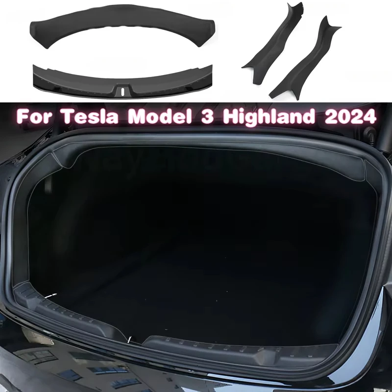 

Защитная полоса багажника для Tesla Model 3 Highland 2024 TPE, защита двери багажника, порог, защита от царапин, аксессуары