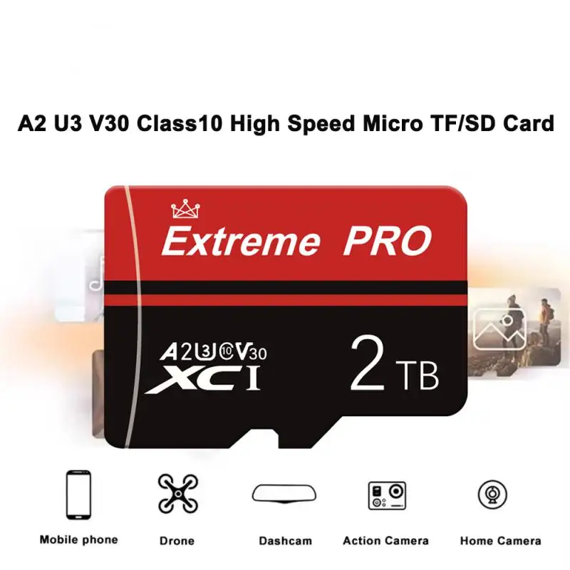 Micro TF/SD Memory Card 2TB 1TB V30 U3 128GB 512GB SD Card SD/TF Flash Card Class 10 Memory Card For Nintendo Switch