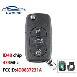 QWMEND 4D0837231A for AUDI Key ID48 chip Smart Car Key for AUDI A3 A4 A6 A8 Old Models 1999-2002 433Mhz Car Remote Key