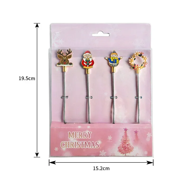 Christmas Spoon and Fork Cartoon Santa Snowman Reindeer Design Coffee Scoop Dessert Fork Ideal for Holiday Gift Party Tableware