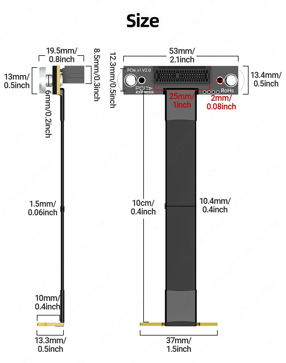 JEYI PCIe 4.0/3.0 X1 Magnetisches Fixierungs-Riser-Kabel 16 Gbit/s/8 Gbit/s – 90 ° Doppelwinkel für PCIe-WLAN-Karte, M.2-Adapter, USB-PCIe-Karte – Detail 13