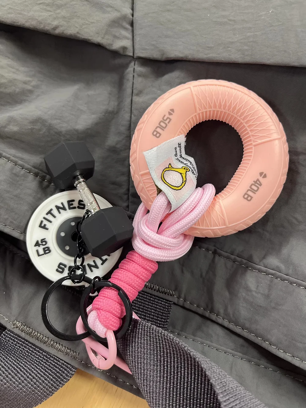 Rubber Fitness Hand Grip Strength Trainning Keychain Handmade Silicone Portable Home Gym Keyring Accessory Key Bag Ornament Prop