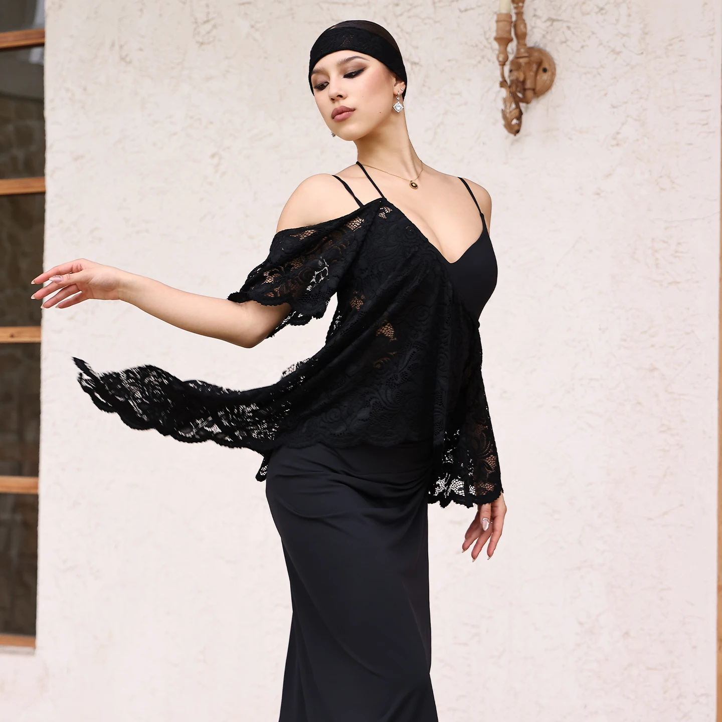 Haut d'entraînement de danse latine haut de gamme sexy en dentelle pour adultes tango chacha samba tenue de performance vêtements d'entraînement de danse moderne