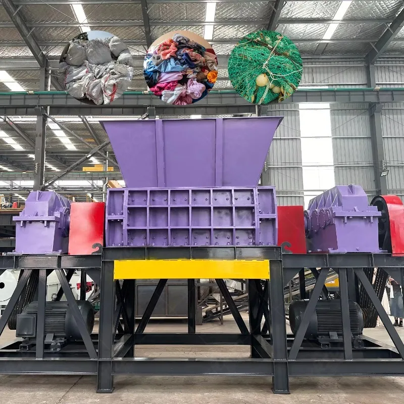 Heavy Duty Cardboard LDPE Film Shredder Solid Waste Clothes Textile And Fabric Shoes Bumper Shredder Machine Customized