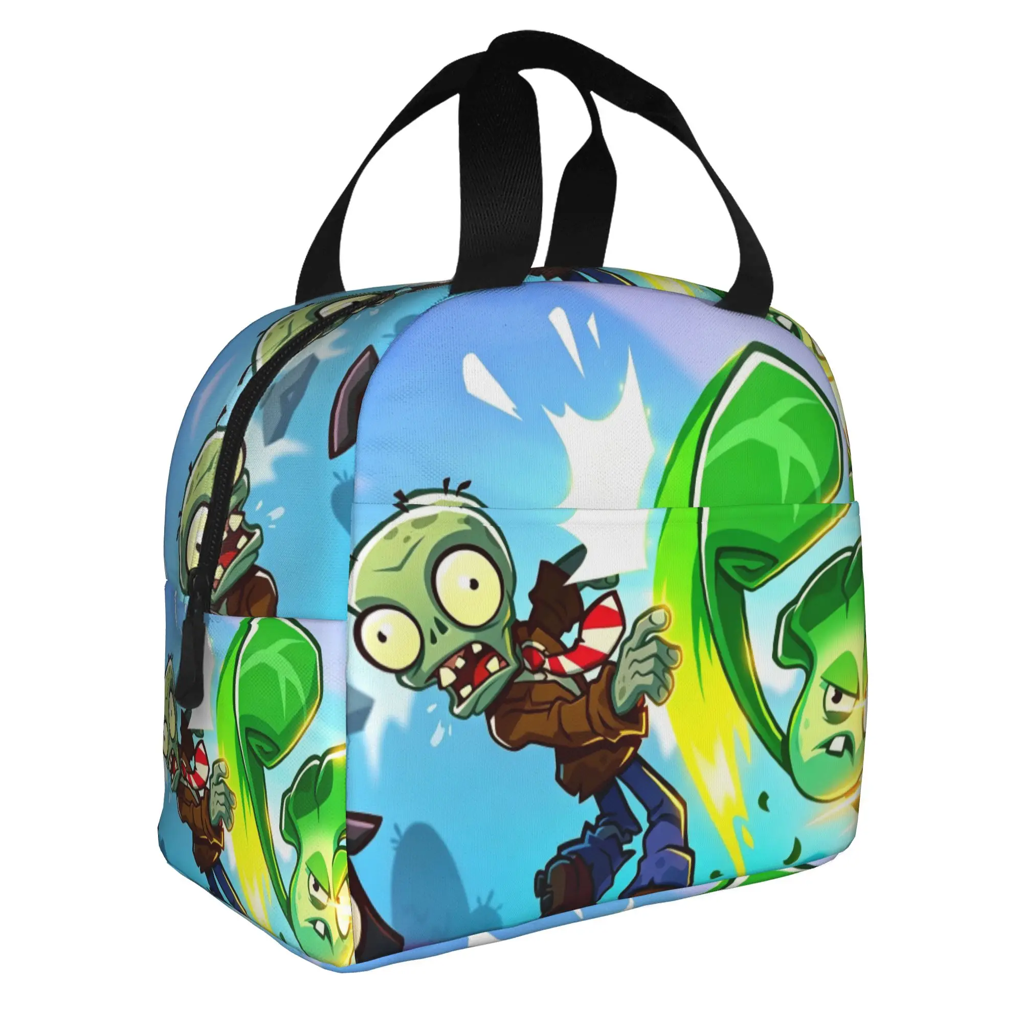 P-Plantsed Vs. Zombiesed Insulated Lunch Bag for Women Portable Sunflower Pattern Cooler Thermal Lunch Box Beach Camping Travel