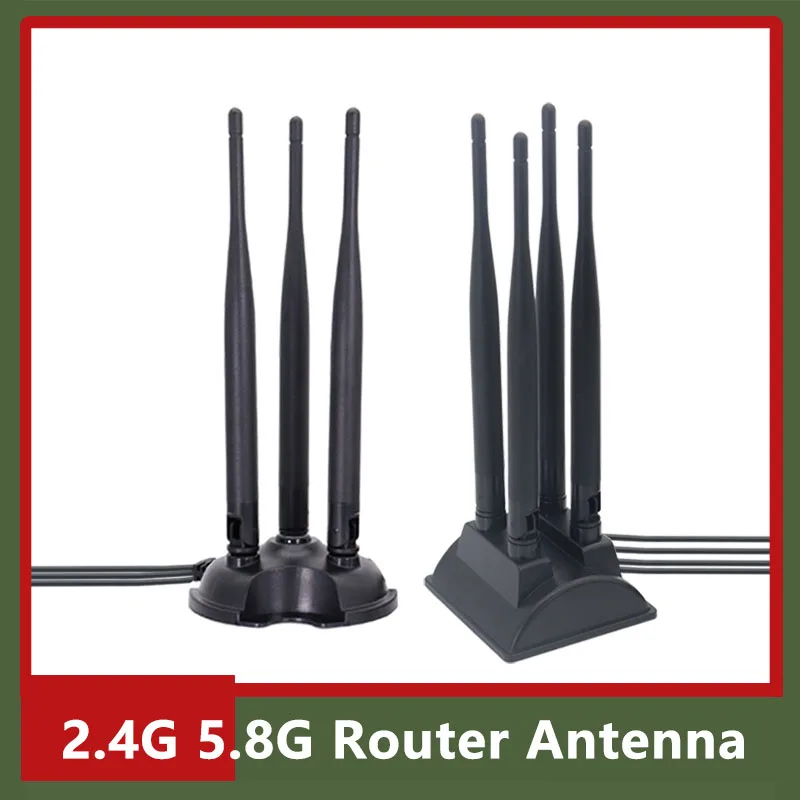 2*2pcs/3*3pcs/4*4pcs Cable Dual Band 2.4G 5.8G Router Antenna Omni WiFi High Gain 15dbi For Signal Boost SMA male TS9 Wireless