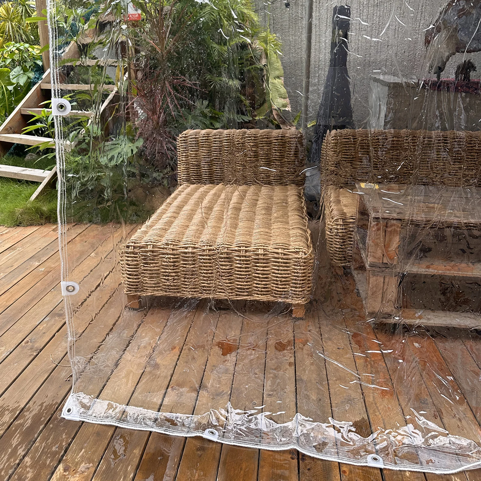 Wasserdichte Hochleistungsplane, Verbesserte Widerstandsfähigkeit PVC Transparente Plane Dicke 420 g/m², Winddichte Plane, Frostbeständig – Detail 27