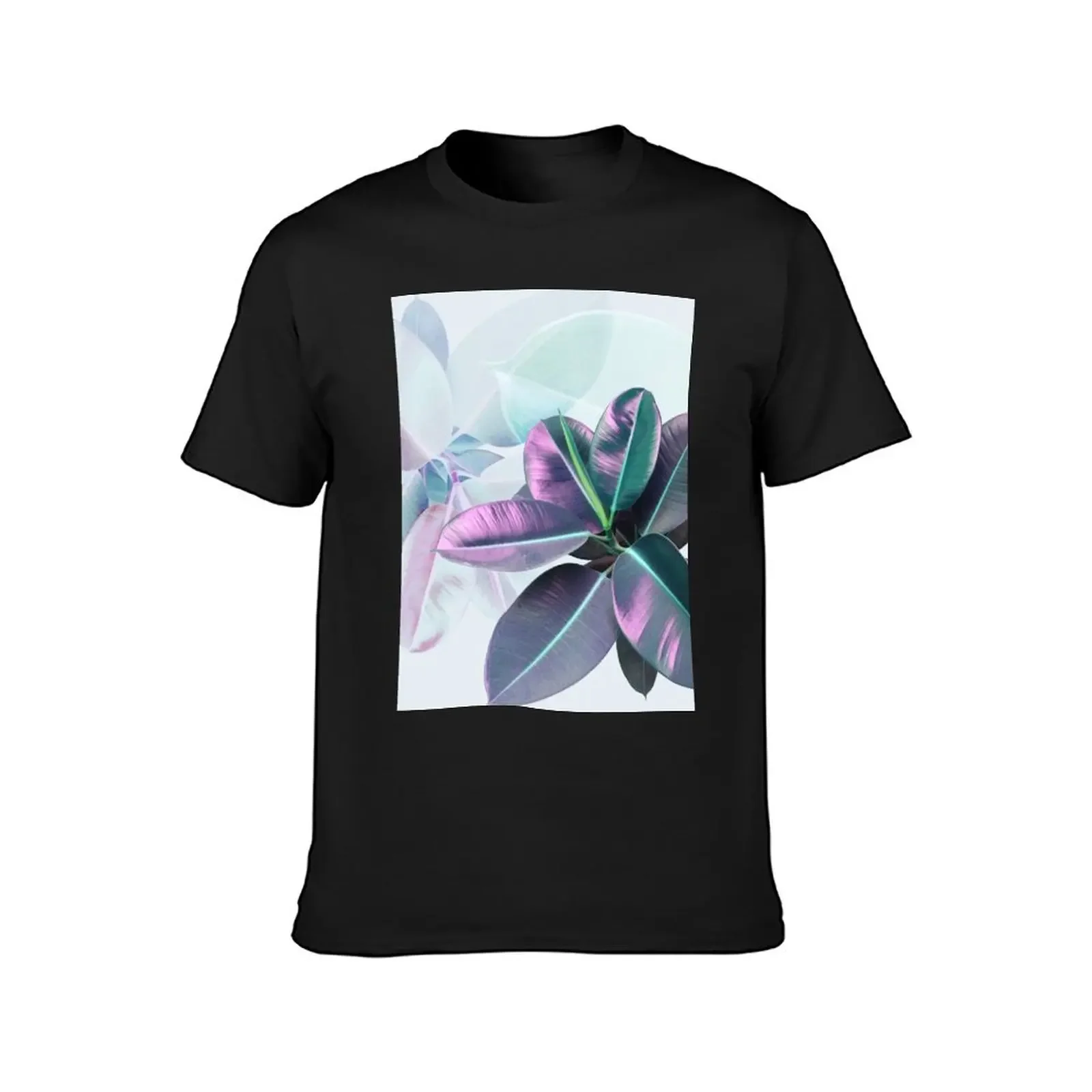 Violet Tropical Plant, Ficus Elastica T-Shirt cotton graphic tees tees summer tops oversizeds mens graphic t-shirts anime