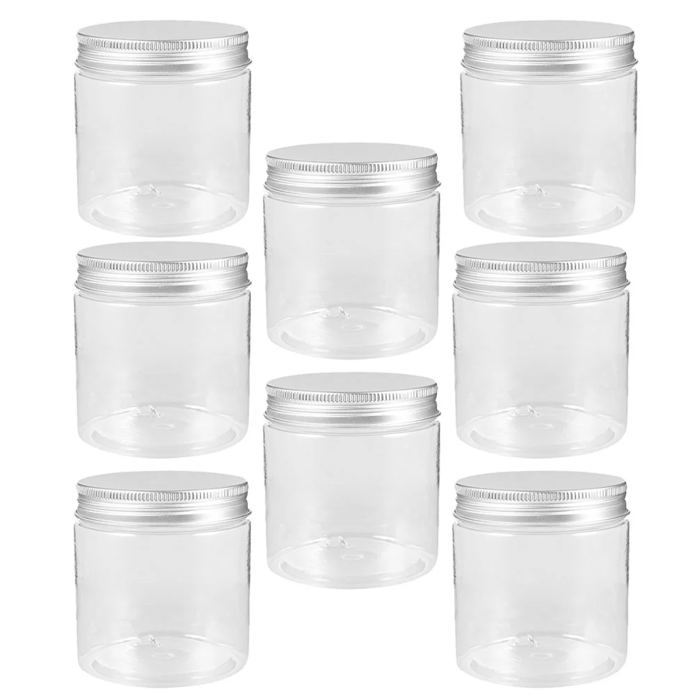 

8 Pcs 250ml Mini Transparent Silver Aluminum Lid Mason Jar Set Honey Jars Tiny Can Lids Small Fruits Jam Bottles Plastic