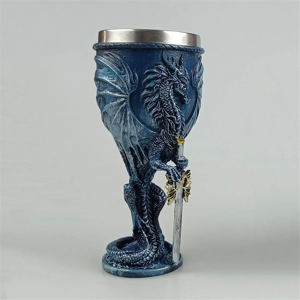 Blue Dragon Goblet Dungeons and Dragons Gift Holy Grail Wine Goblet Flying Dragon Sword GobletJADD