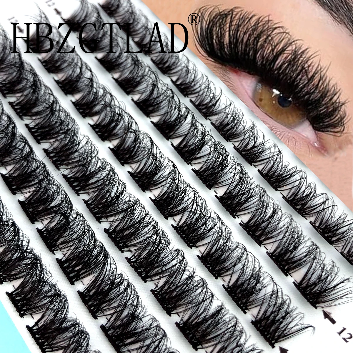 HBZGTLAD New Wholesale Soft Ribbon Segmented False Bundles Eyelashes DIY Individual Clusters Lash Extensions Faux 3D Mink eyslas