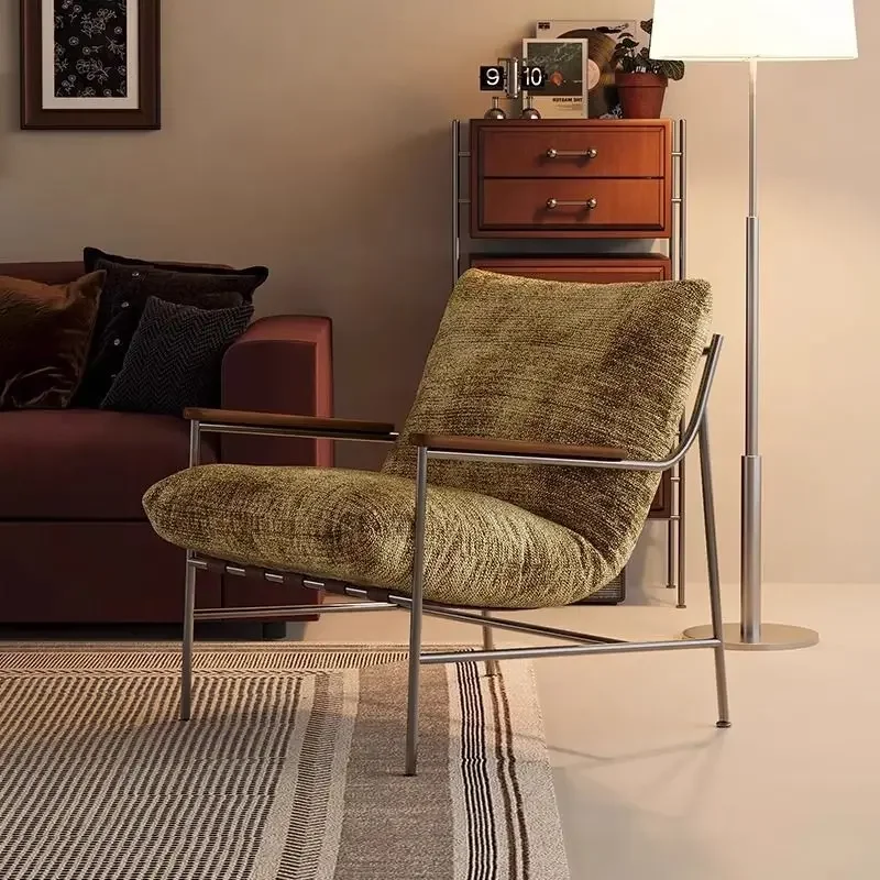 

Leisure single sofa chair designer living room household small apartment wabi sabi antique lazy recliner