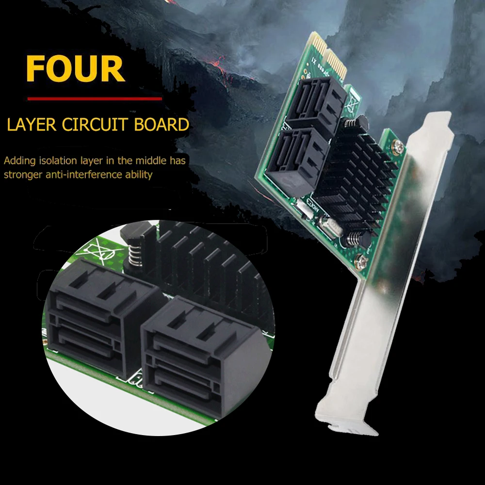 

PCI-E 1X SATA3.0 4 Port Expansion Card Desktop Computer Expansion Extender for Windows Computer Extenders