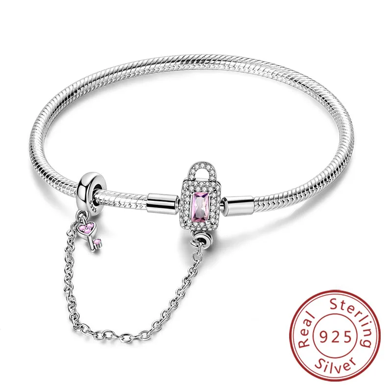 Armband Originele 925 Sterling Zilveren Bedelarmband 17-20 CM Liefde Hart Pave Zirconia Armband voor Vrouwen DIY Charm Sieraden Geschenken