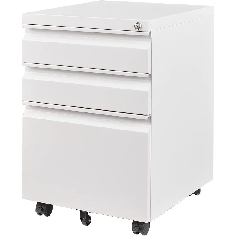 3 Drawer Mobile File Cabinet with Lock, Rolling File Cabinet for Home Office Under Desk Small File Cabinet