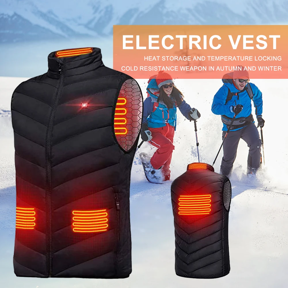 Men Autumn Winter Smart Heating Vest 9 Area Heated Jacket Women Outdoor Self Heating Vest Winter Warm Outdoor Hiking Fishing