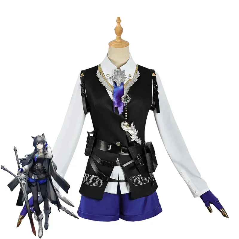 

CyGame Arknights Texas The Omertosa Косплей Костюм Серый Плащ Пальто Шорты Униформа Полный комплект Парик Женский Сексуальный Карнавальный Костюм Для Вечеринки