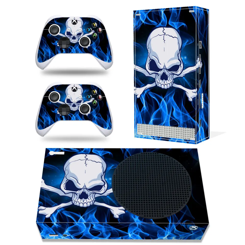 For Xbox Series S Console and 2 Controllers Skull Design Skin Sticker Protective Decal Cover Full Set