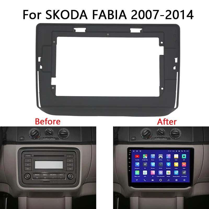 2 Din Android Car Radio Frame Kit For Skoda Fabia 2007-2014 Auto Stereo Install Dash Panel Mounting Fascia Cover Bezel