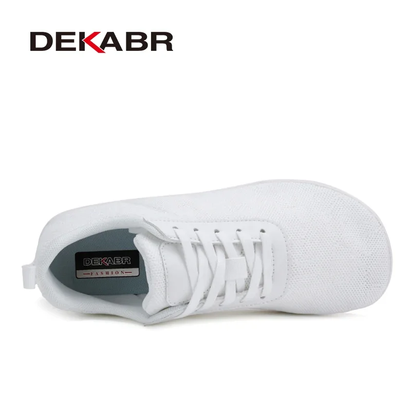 DEKABR Men Wide Barefoot Shoes White Pink Lightweight Breathable Soft Minimalist Casual Men\'s Sneakers Large Size