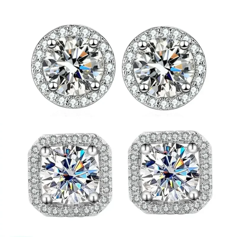 1P-DISINIYA Color Earrings Mosonite Earring Square Bag Earrings Marry Jewelry S…