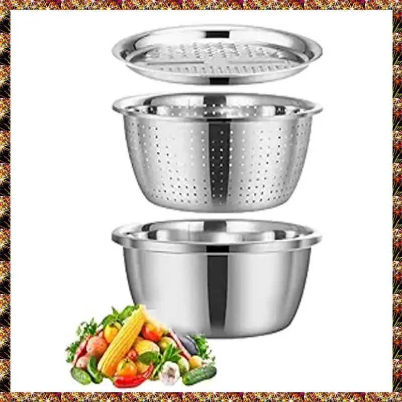 BTCL Stainless Steel Basin For Kitchen – Multi-Functional Drain Basket For Vegetables And Fruits