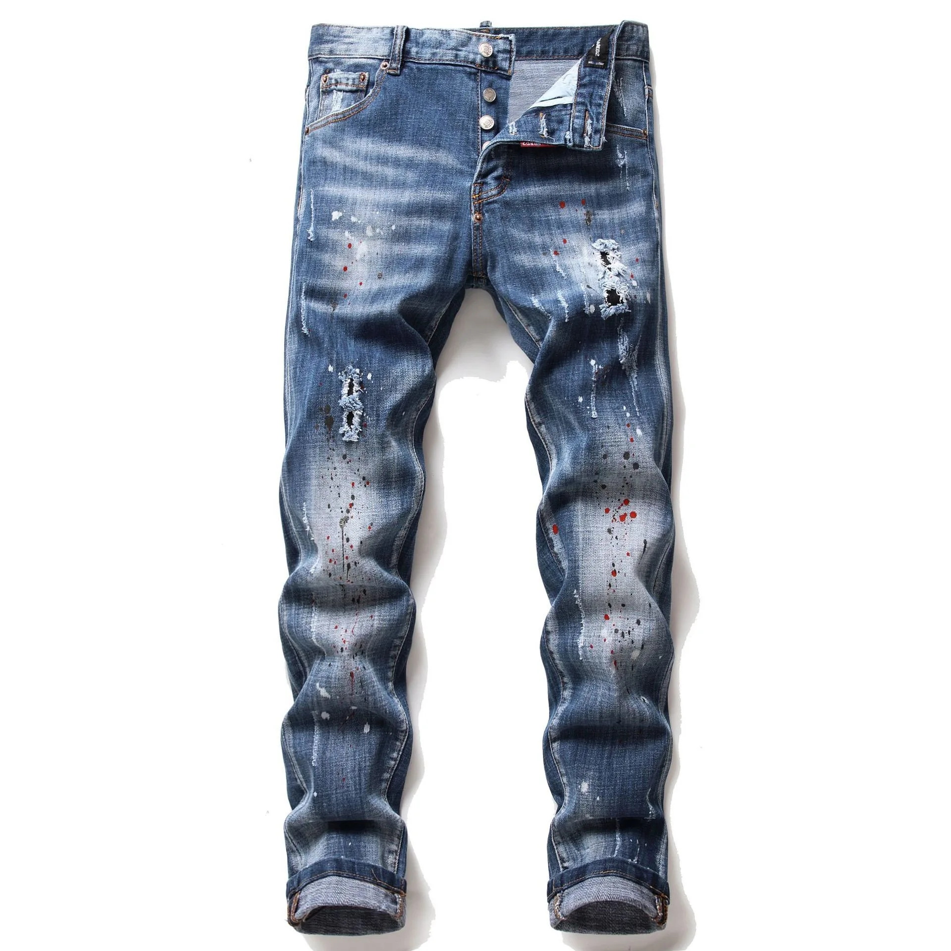 

Men's fashion brand stretch jeans High quality men slim ripped stretch denim pants men's four seasons jeans