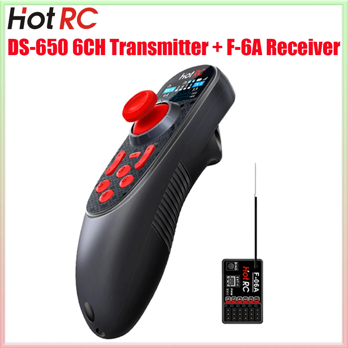 HOTRC DS-650 6CH 2.4G راديو نظام الارسال شاشة ملونة تحكم عن بعد F-06A F-06AT استقبال DS600 ترقية لقارب RC