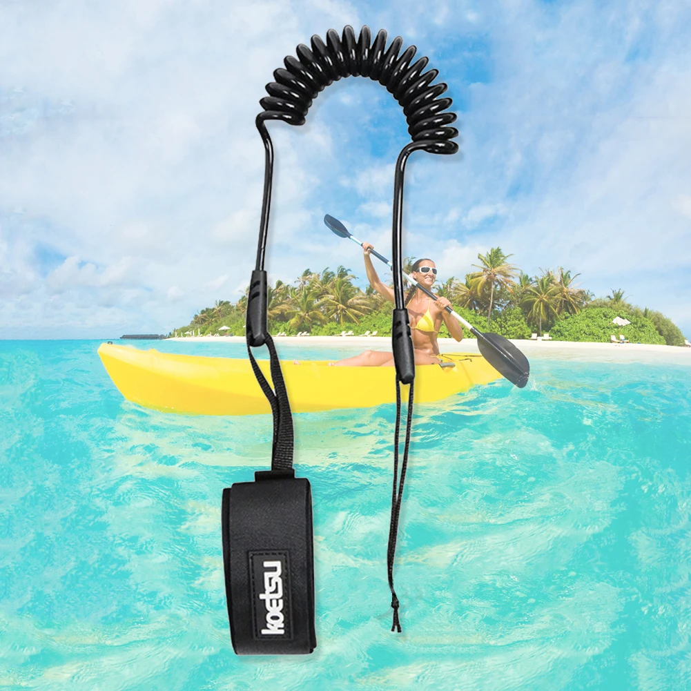 TPU Portable Kayak Surfboard Tied Paddle Rope Practical Paddle Board Elastic Rope Accessories Black for Paddleboards Kayaks
