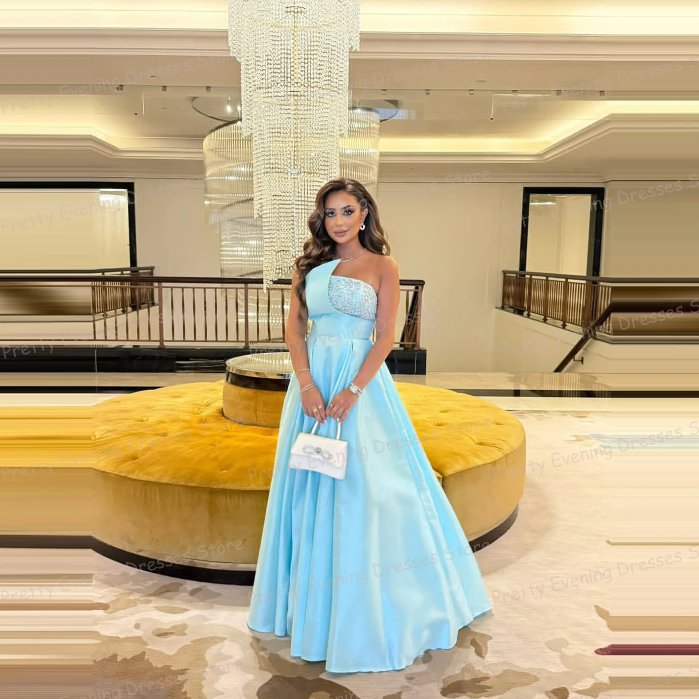 

Простые синие вечерние платья трапециевидной формы, женские вечерние платья без рукавов с блестками и без бретелек, модные платья для выпускного вечера по индивидуальному заказу, Vestidos De Novia