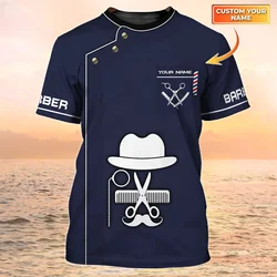 Newest Summer Men's T-shirt Barber Shop Personalized Name 3D Printed t shirt Unisex Casual Tops Classic Barber Uniform DW160