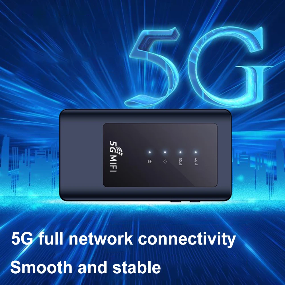 5G MiFi Mobile Modem with SIM Card Slot 4400mAh Battery Wireless Internet Router WiFi5 Dual Band 5Ghz Hotspot Up To 16 Users