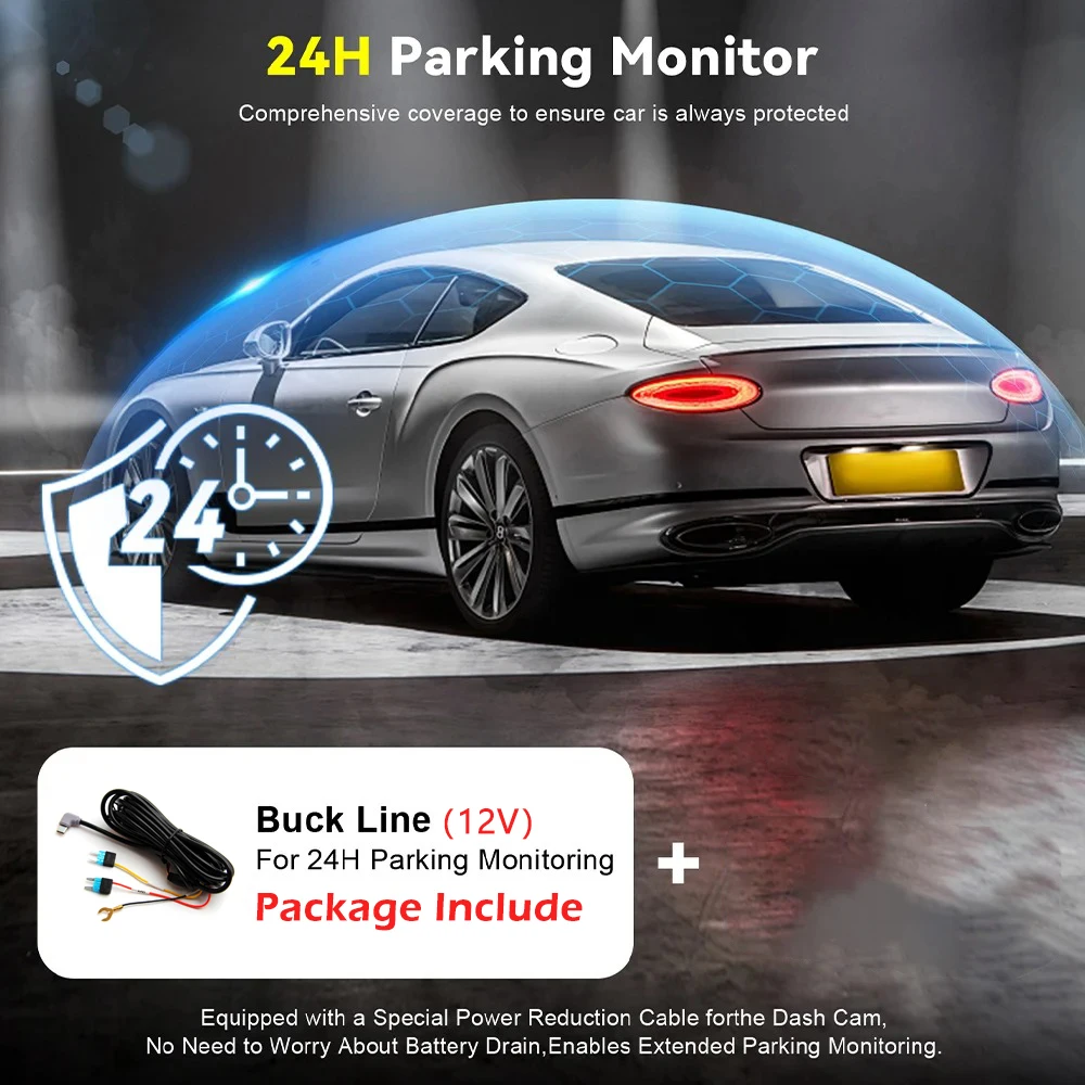 الترا HD 2K واي فاي داش كام IMX323 APP التحكم 24H مراقبة مواقف السيارات للرؤية الليلية الاصطدام الاستشعار سيارة القيادة مسجل فيديو DVR