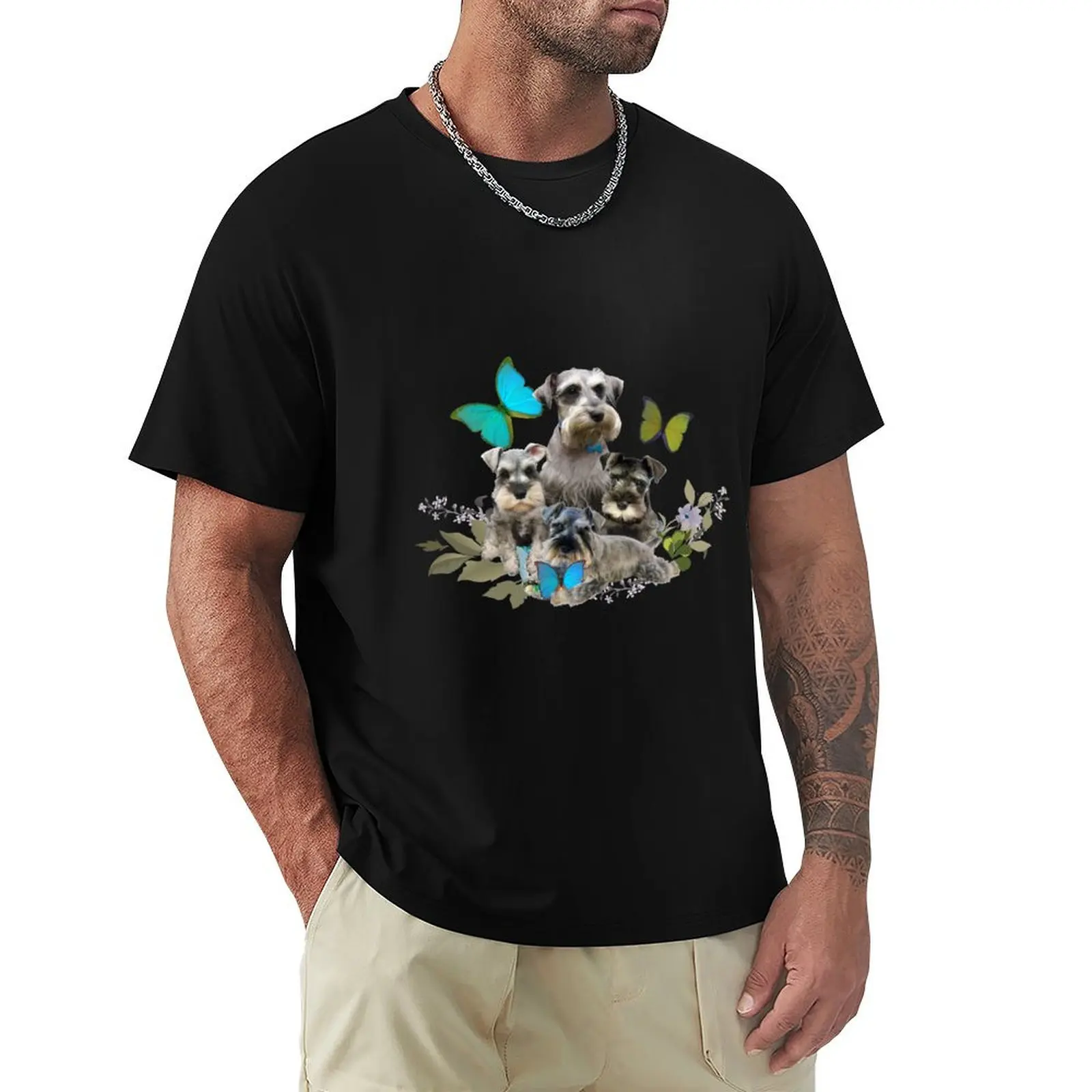 Miniature Schnauzer Puppies And Butterflies Friskybizpet Designs T-Shirt anime t shirts mens t shirts casual stylish