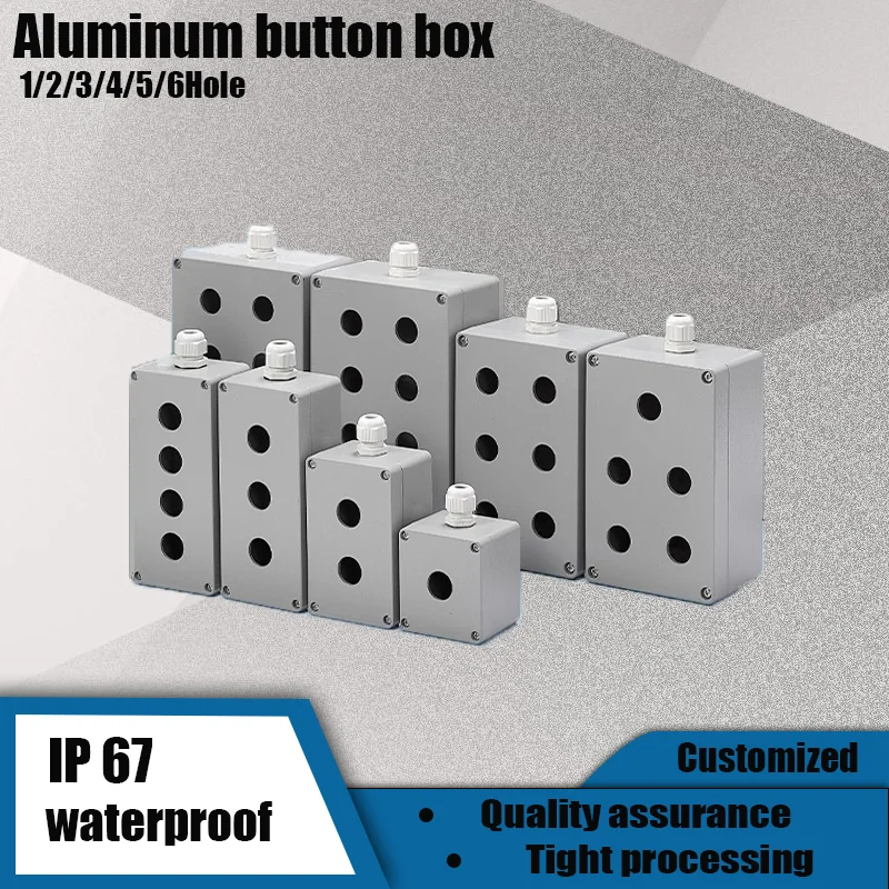 

IP67 Waterproof Industrial Switch Control Aluminium Box 1 2 3 4 5 6 Hole Button Indicator Box for 22mm Control Equipment