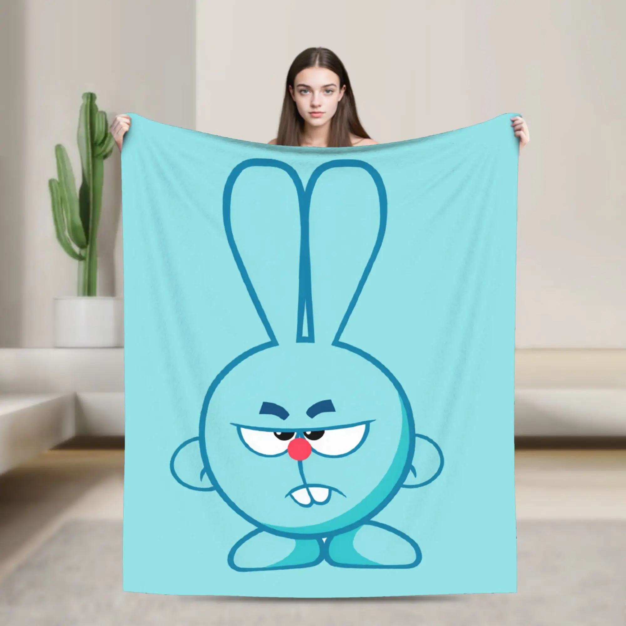 Kikoriki Krash Bunny Angry Face Blanket Soft Comfy  Throw Blanket Winter Girls Bedroom Travel Bedspread