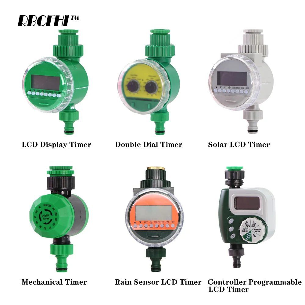 RBCFHI 6 Types of Garden Water Timer Rain Sensor Solar Programmable Automatic Electronic LCD Display Home Garden Water Timer