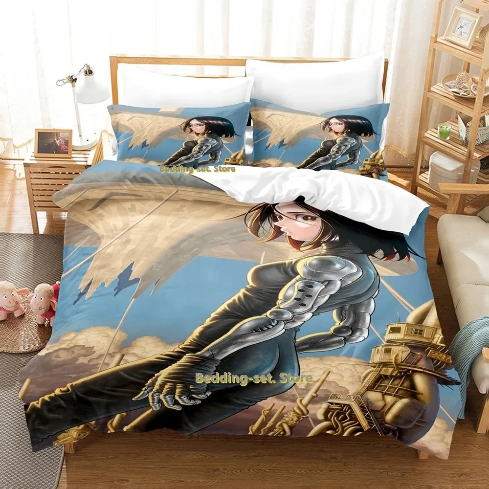 

2024 Battle Angel Alita Bedding Set Single Twin Full Queen King Size Bed Set Adult Kid Bedroom Duvetcover Sets Anime Bed Sheet